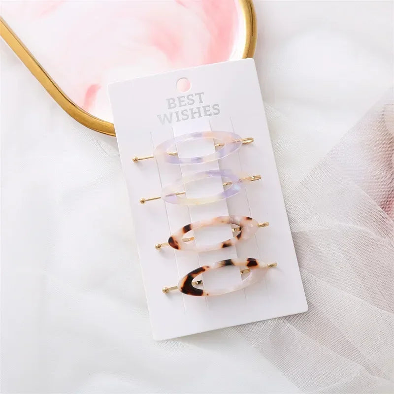 4/2Pcs Girls Leopard Seamless Hair Clip Set Women Acetate Sheet No Bend Bangs Clip Duckbill Hairpins Makeup Hair Styling Tool