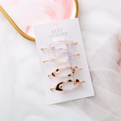 4/2Pcs Girls Leopard Seamless Hair Clip Set Women Acetate Sheet No Bend Bangs Clip Duckbill Hairpins Makeup Hair Styling Tool