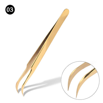 Lash Extension Tweezers — Anti-Slip Curved Stainless Steel