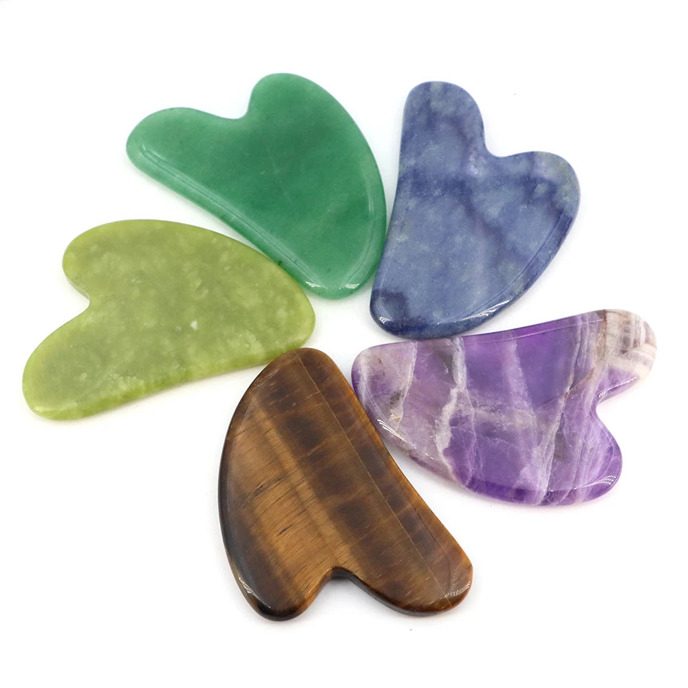 Natural Stone Gua Sha Facial Massage Tool (Rose Quartz / Jade / Obsidian)