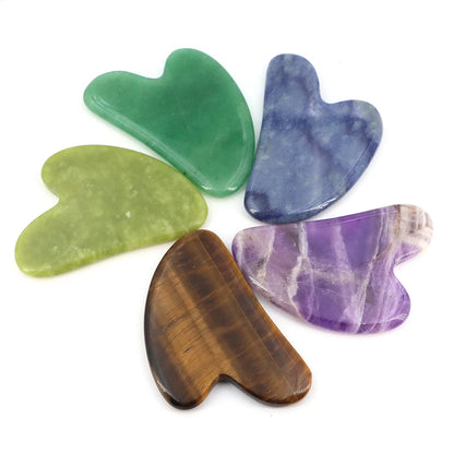 Natural Stone Gua Sha Facial Massage Tool (Rose Quartz / Jade / Obsidian)
