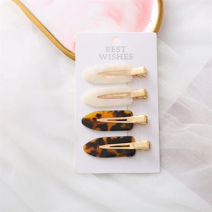 4/2Pcs Girls Leopard Seamless Hair Clip Set Women Acetate Sheet No Bend Bangs Clip Duckbill Hairpins Makeup Hair Styling Tool