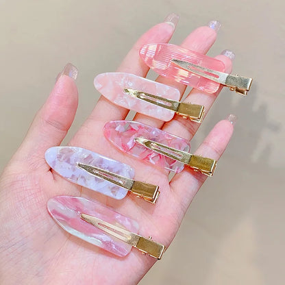2/4pcs Simple Sakura Pink Seamless Hair Clip Women Acetate Sheet No Bend Bangs Clip Duckbill Clip Hairpins Hair Styling Tool.