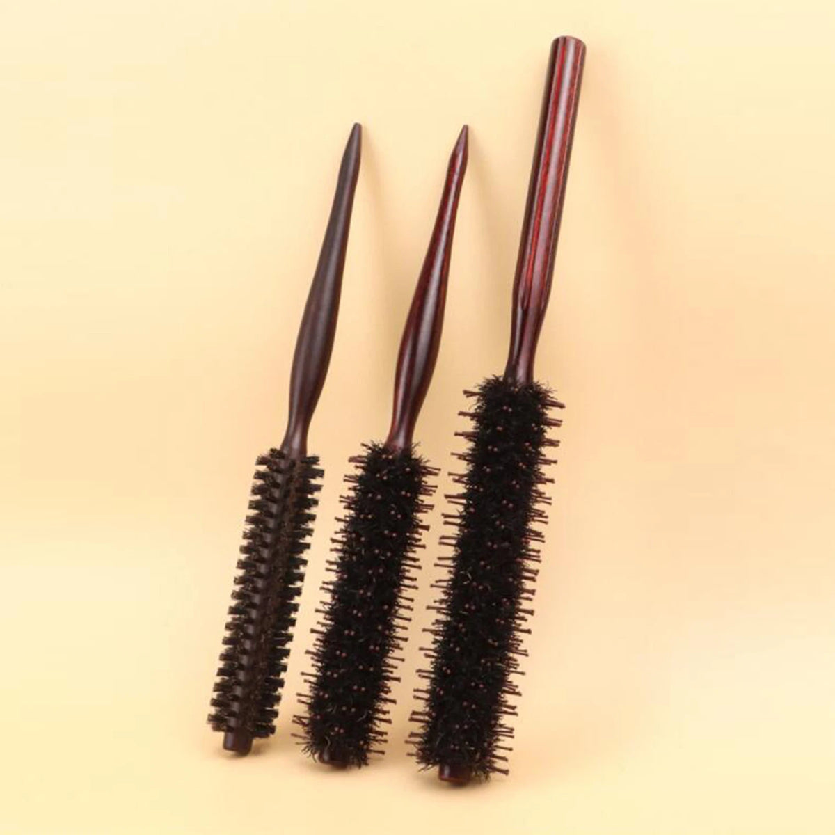 Hair Brush Hair Comb Small Roller Round Brush Wooden Handle Rolling Brush for Hairdressing Volumizing Detangling Men Women Hotel.