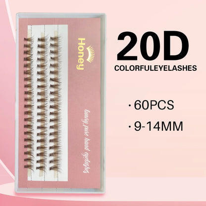 DIY Brown 20D Cluster False Lashes — Individual Volume