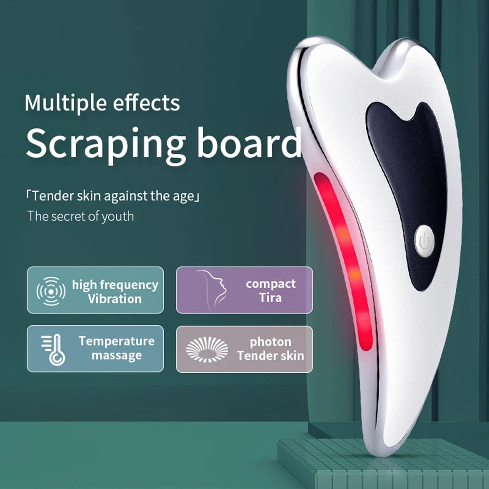 Electric Guasha Scraper Board Microcurrent Face Massager Wrinkle Face Lift Device Gua Sha Plate Facial Lifting Firming Skin Care.