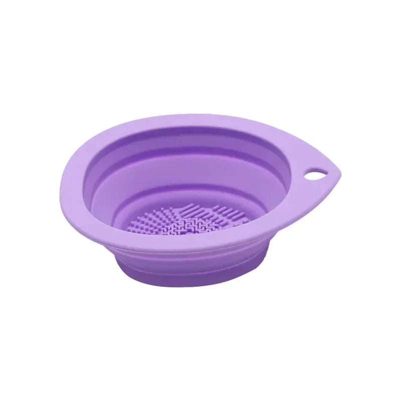 Silicone Makeup Brush Cleaner Folding Powder Puff Cleaning Bowl Eyeshadow Brushes Washing Soft Mat Beauty Tools Scrubber Box.