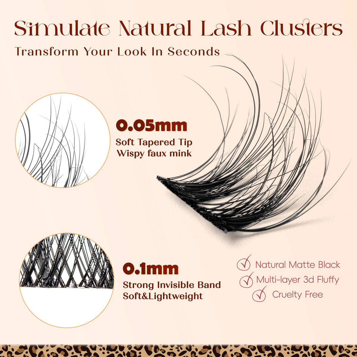 Lash Clusters 0.05mm PBT Fiber Eyelash Clusters 0.1mm Superfine Invisiband D Curl Diy Lash Extension 8-16mm Individual Lashes.