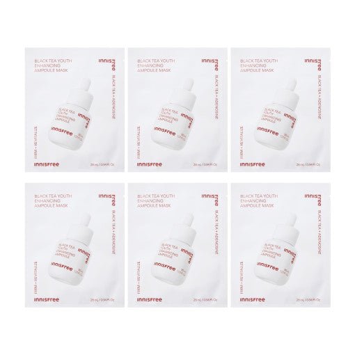 innisfree Black Tea Youth Enhancing Ampoule Mask 28ml X 6ea - Radiance Revolution