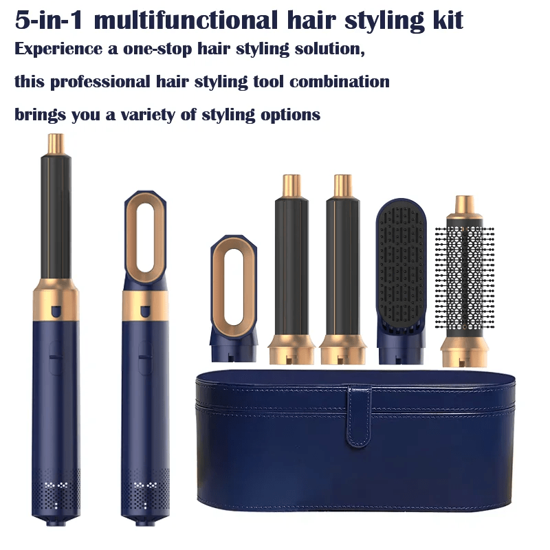 Multi Hair Styler 5 In 1 Hair Dryer Curling Iron Hair Straightener With Hair Brush - Radiance Revolution - Generic - hair styling