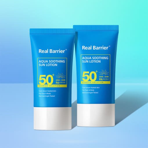 [Real Barrier] Aqua Soothing Sun Lotion SPF50+PA++++ 1+1 (50ml+50ml) - Radiance Revolution