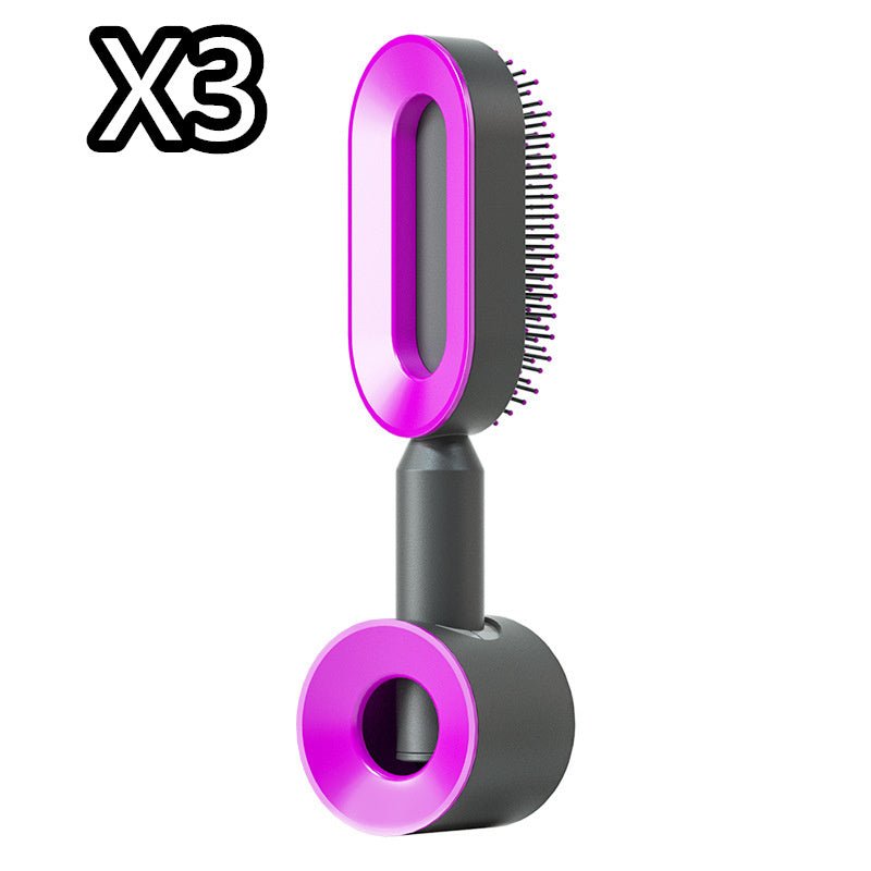 Self Cleaning Hair Brush For Women One - key Cleaning Hair Loss Airbag Massage Scalp Comb Anti - Static Hairbrush - Radiance Revolution - Generic - 0