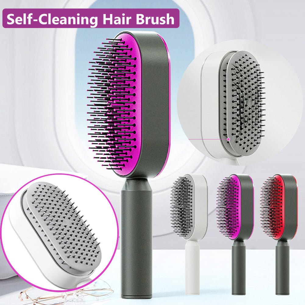 Self Cleaning Hair Brush For Women One - key Cleaning Hair Loss Airbag Massage Scalp Comb Anti - Static Hairbrush - Radiance Revolution - Generic - 0