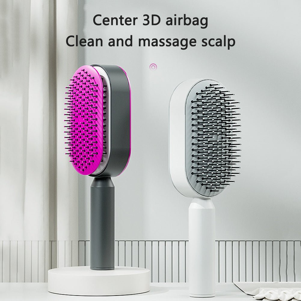 Self Cleaning Hair Brush For Women One - key Cleaning Hair Loss Airbag Massage Scalp Comb Anti - Static Hairbrush - Radiance Revolution - Generic - 0