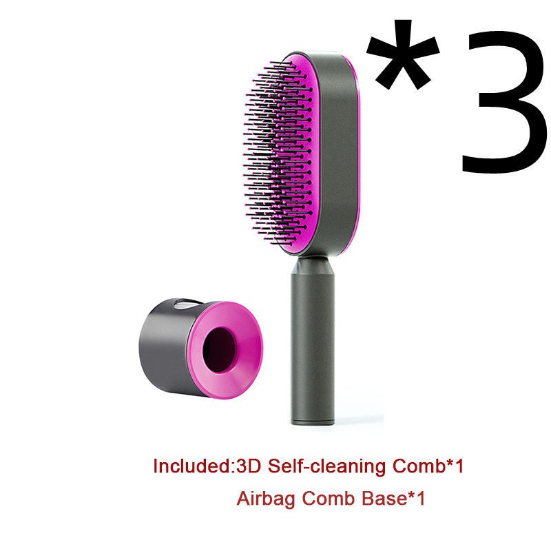 Self Cleaning Hair Brush For Women One - key Cleaning Hair Loss Airbag Massage Scalp Comb Anti - Static Hairbrush - Radiance Revolution - Generic - 0