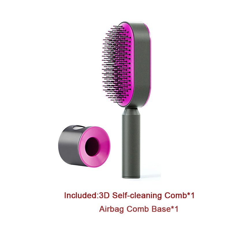 Self Cleaning Hair Brush For Women One - key Cleaning Hair Loss Airbag Massage Scalp Comb Anti - Static Hairbrush - Radiance Revolution - Generic - 0